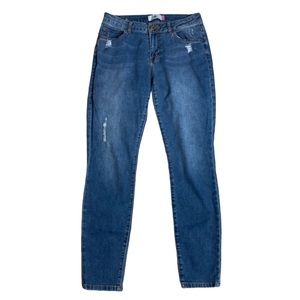 cAbi Distressed Skinny Curvy Medium Wash Jeans Size 8 in EUC